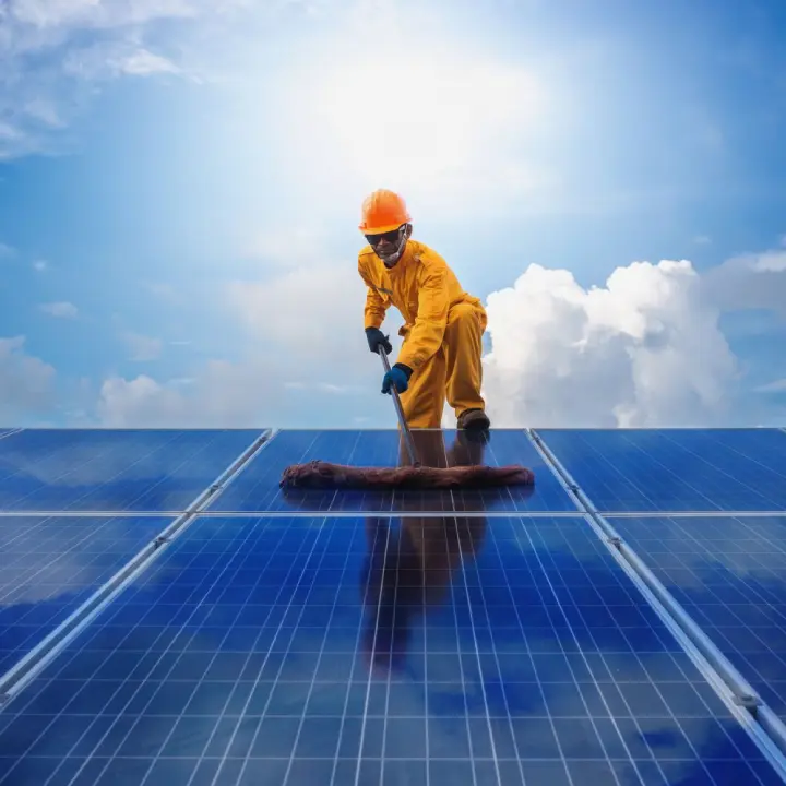 Commercial solar panel cleaning service
